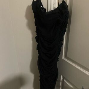 House of CB Black Ruched Dress